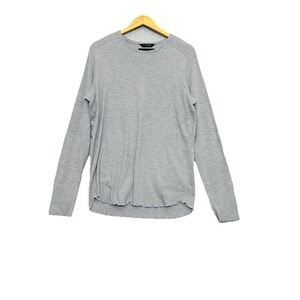 Wings + Horns Thermal Knit Shirt Mens Large L Gray Layer Crewneck Made in Canada